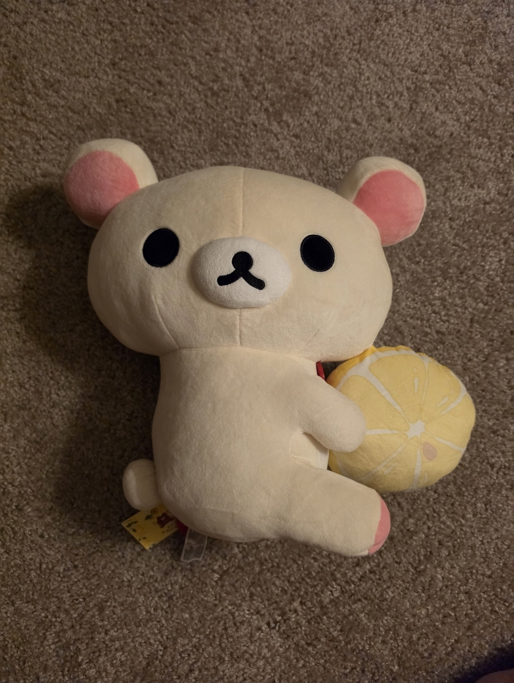 16" Large Korilakkuma White Holding Lemon Slice NWT San-X Round 1 Exclusive